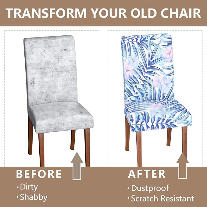 Stretch Dining Chair Covers Set of 2,Floral Print Chair Covers,Soft Removable Washable,Pet Friendly Furniture Protector,Universal Chair Slipcovers for Home, Kitchen,Ceremony Dining Room Seat