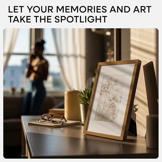 Homeforia 5x7 Picture Frame Bronze, High End Metal 5 x 7 Brass Frames with Mat 4 x 6 for Art, 5x7 Desk Frame Matted to 4x6 inch Photo, 5 by 7 Wall or Tabletop Frame, Tempered Glass, Wall Kit, Set of 3