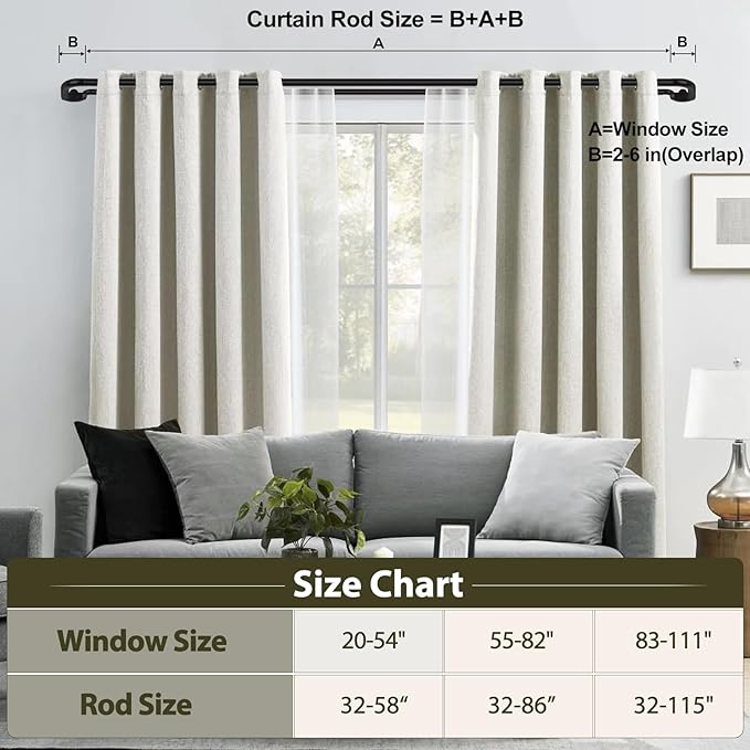 Double Curtain Rods 32 to 115 Inches, HOTOZON Blackout Double Curtain Rods for Windows 83 to 111 Inches (6.9-9.25 ft), 6/8 Inches Wrap Around Room Darkening Telescoping Drapery Rod, Black