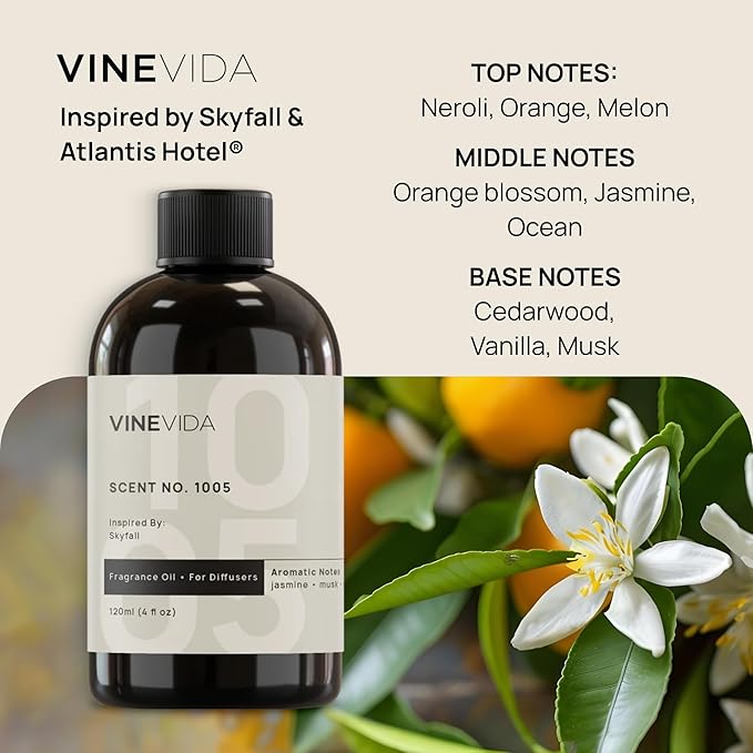 VINEVIDA (32oz) Hotel Fragrance Collection Diffuser Oil - Hotel Scents Diffusers for Home - Cold Air Diffuser Oil - Hotel Scent Essential Oil - Scent No.1005 Inspired by Atlantis Hotel