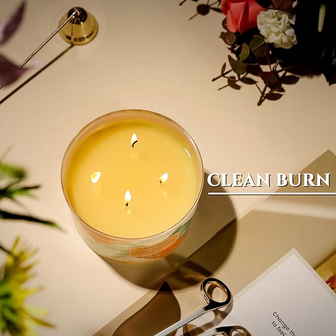 HomeLights Soy Wax Candles for Home Scented, 4-Wick Candles in Fall Wreath Scented, Rustic Modern Aromatherapy Candles Gift for Parties, Relaxing, 18oz