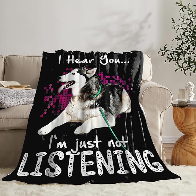 Tijuboni Husky Throw Blanket Dog Gifts for Girls Boys Women Men Kids Adults Soft Flannel Fleece Blanket for Couch Sofa Bed Home Decor 60"x80"