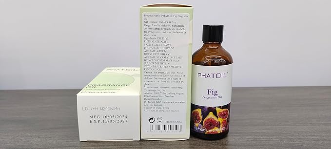 PHATOIL 3.38FL.OZ Fig Fragrance Oils for Aromatherapy, Essential Oils for Diffusers for Home, Perfect for Diffuser, Yoga, Skin Care, DIY Candle and Soap Making - 100ml
