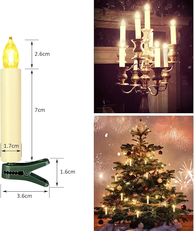 12PCS LED Flameless Candles Battery Operated Christmas Tree Candles with Remote, Button Cell Battery, Timer, Dimmer Battery Candle Flickering Warm Light Window Candle Christmas Home Decor