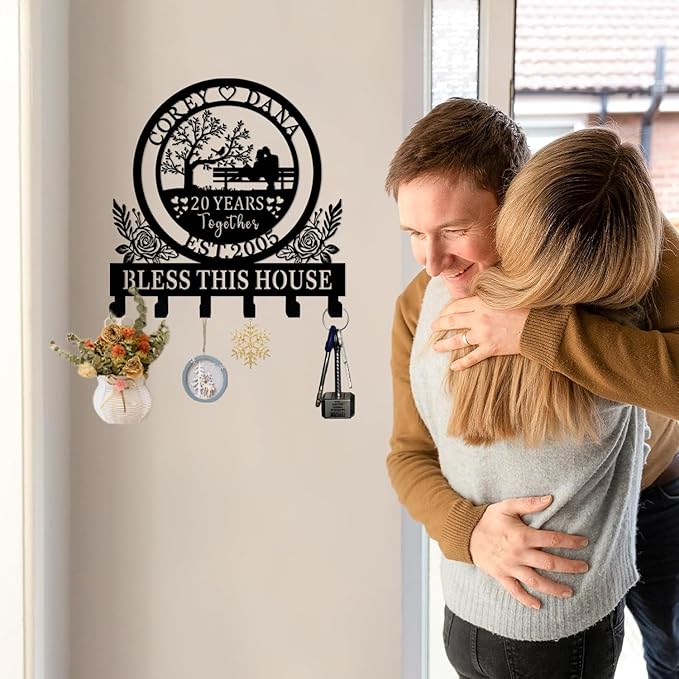 Personalized Gifts for Couples Infinite Heart Metal Hooks Custom Heart Metal Hooks Key Rack Personalized Key Holder for Wall Custom Key Hooks Key Holder for Wall Anniversary Wedding Gifts (Style 3)
