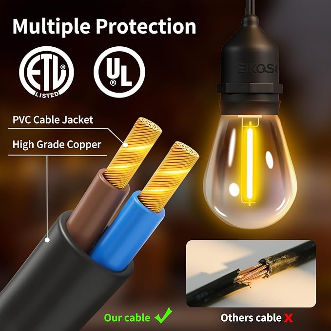 26FT Outdoor String Lights, Outdoor Lights for Patio,with 12+2 LED RGBW Color Change,3000K Bright White Waterproof Bulbs, Dimmer & Remote, Customized 12 Colors & 4 Modes, for Backyard Decor