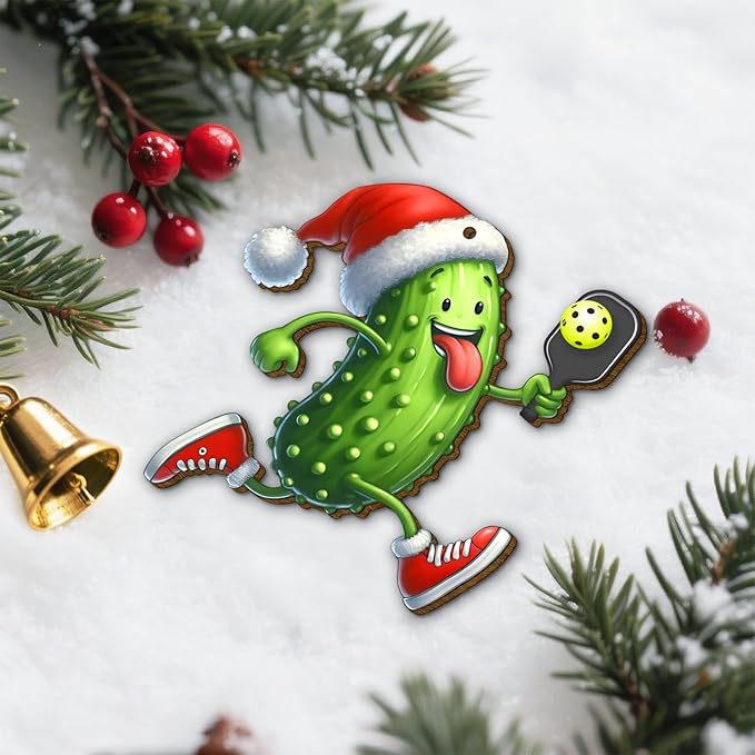 34HD Gifts for Christmas, Pickleball Christmas Ornament Wooden 2-Side Printed, Pickleball Gifts for Men, Women, Christmas Decorations