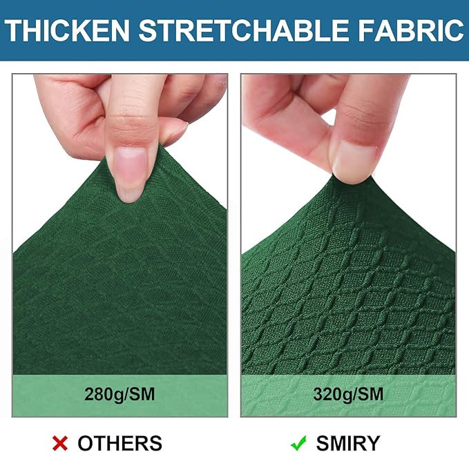 Smiry Waterproof Seat Covers for Dining Room Chairs Set of 2, Stretch Jacquard Removable Washable Chair Seat Slipcovers Protector, No Rear Covers, Emerald Green
