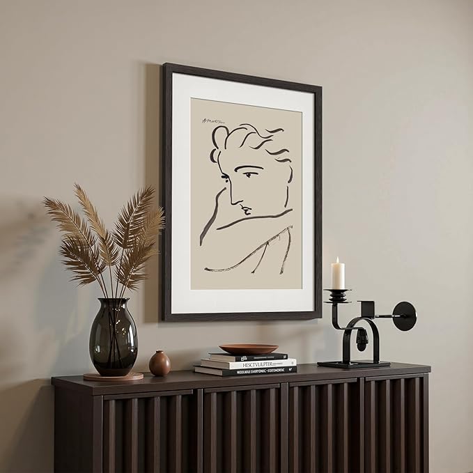 20x24 Picture Frame with Mat for 16x20 Set of 3, Black Wood Grain 20x24 Frame for Horizontal & Vertical Wall Mounting (3 Pack,Black)