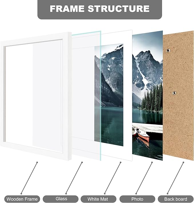 10x13 Picture Frames with Real Glass - Display 8.5x11 Diploma with Mat or 10 x 13 Photo without Mat, Wall or Table Top Display(White, 3 Pack)