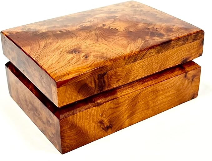 Hand Carved Wooden Multipurpose Keepsake Jewelry Decorative Art Box Storage Organizer (Large wood Box,Antique) (Small Thuya)