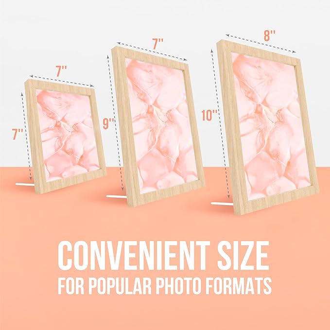 Glass Floating Frames 3 Pcs - Two Sided Square Frames with UV Protection