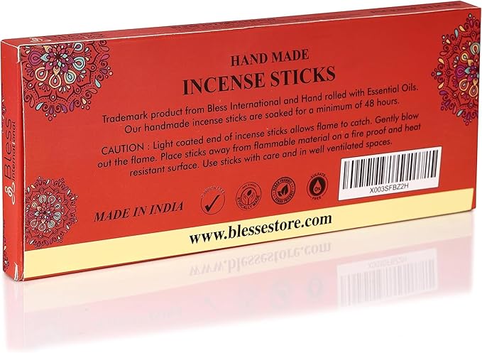Bless-Orange-Blossom 100%-Natural-Handmade-Hand-Dipped-Incense-Sticks Organic-Chemicals-Charcoal-Free Purification-Relaxation-Positivity-Yoga-Meditation Best-Woods-Scent (80 Sticks (4.20 OZ))