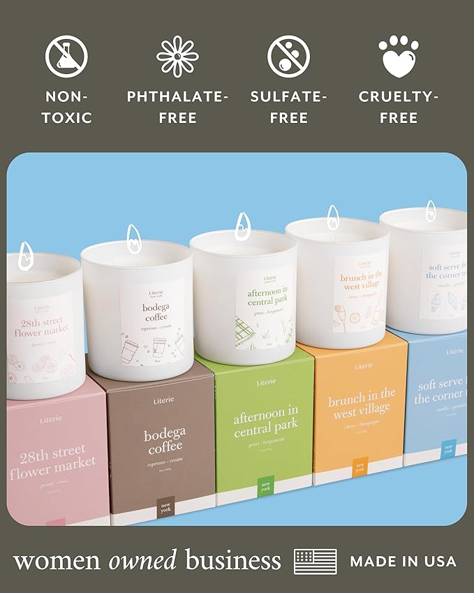 Literie NYC Inspired Scented Candle: Ice Skating in Central Park - Hot Chocolate Scent, 9oz, 50 Hour Burn, Vegan Soy & Coconut Blend Candle for Home Decor, Gift for Women & Men