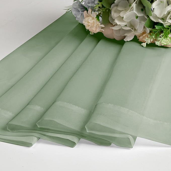 Lecloud Sage Green Sheer Curtains 90 Inches Long 2 Pcs, Modern Solid Voile Light Filtering Drapes, Airy Privacy Window Curtains with Rod Pocket for Dining Room/Bedroom/Living Room, Each 42" W x 90" L