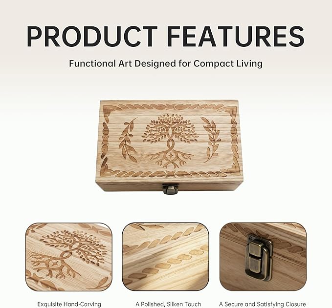 Tree of Life Keepsake Box, Wooden Decorative Trinket Box Celestial Decor for Women, Witchy Gifts Home Decor Jewelry Storage Boxes with Hinged Lid