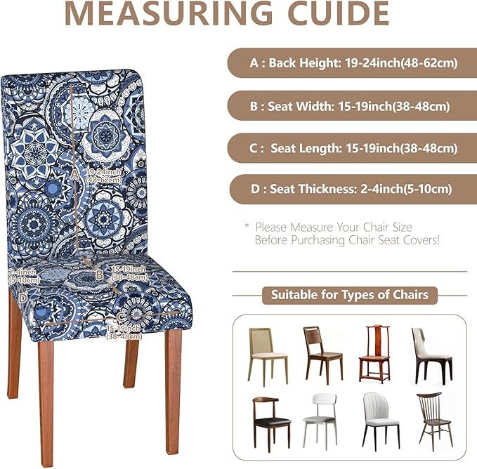 Stretch Dining Chair Covers Set of 2,Floral Print Chair Covers,Soft Removable Washable,Pet Friendly Furniture Protector,Universal Chair Slipcovers for Home, Kitchen,Ceremony Dining Room Seat