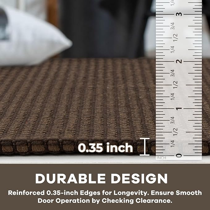 KOZYFLY Runners for Hallways 2x8 ft Washable Kitchen Runner Non Slip Rubber Backed Hall Runners Cotton Entryway Runner Rugs Floor Carpet for Indoor Backdoor Bedroom Kitchen, Reddish Brown/Coffee