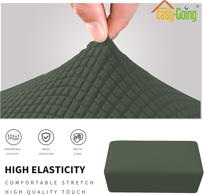 Easy-Going Stretch Ottoman Cover Folding Storage Stool Furniture Protector Soft Rectangle slipcover with Elastic Bottom(Ottoman X-Large,Olive Green)