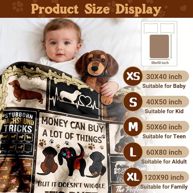 Dachshund Flannel Fleece Blanket Throw Couch Microfiber Soft Cozy Lightweight Luxury Bed Blanket 120"x90"for Family