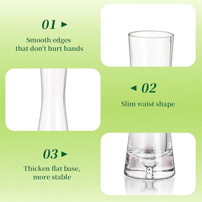 Hewory Glass Bud Vases for Centerpieces Set of 3, Handmade Modern Clear Small Skinny Decorative Single Flower Vase, Minimalist Slim Floral Vase for Home Wedding Party Events Table Decor, 9.64"