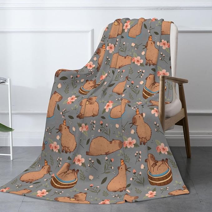 Capybaras Blanket Throw Blanket for Bed Soft Cozy Fluffy Couch Blankets Fleece Blanket Throw Gifts for Women Men Girls Boys 60"x50"