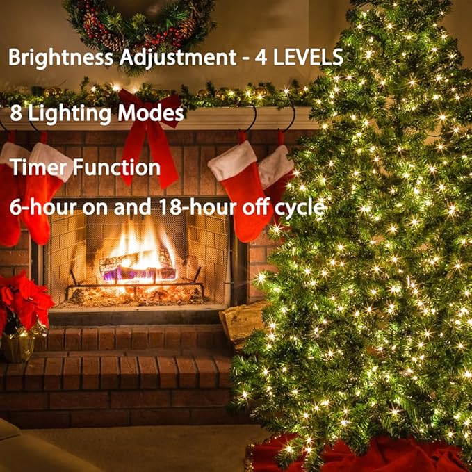 164FT Green Wire Fairy Lights Plug-in, 500 LED Dimmable Waterproof String Lights with Remote - 8 Modes Warm White for Christmas Tree, Yard, Holiday Party Decorations