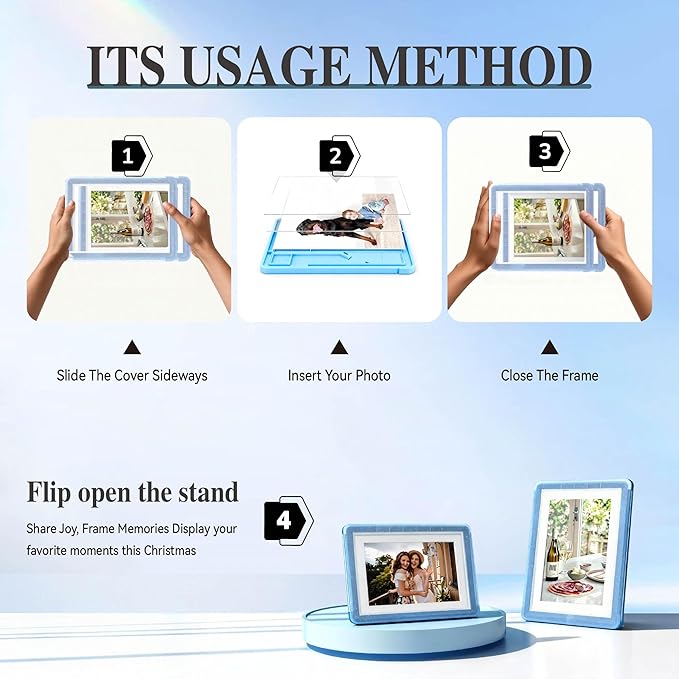 5x7 Picture Frame, Clear Acrylic Photo Frame with White Mat for 4x6 Photos, One-Piece Shatterproof Tool-Free Design, UV-Resistant Waterproof Tabletop Frame for Home Office Decor with 10-Year Warranty