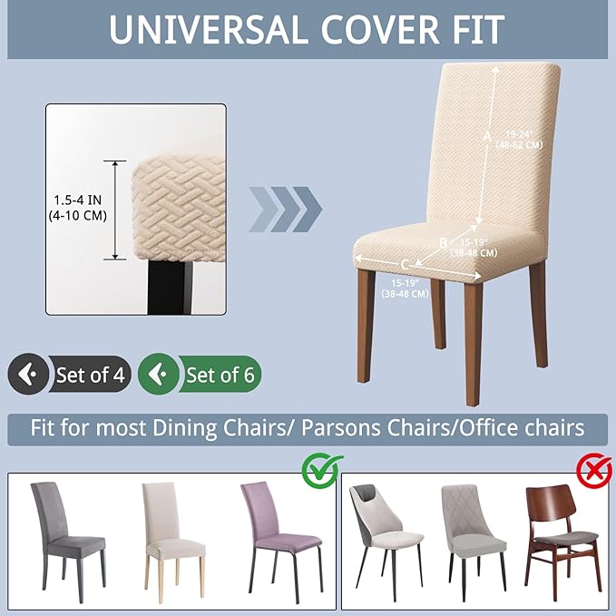 Chair Covers for Dining Room Set of 4, Washable Parson Chairs Slipcover Kitchen Seat Protector for Home, Party, Hotel, Banquet (Starlink Mustard)