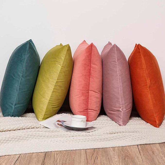 JUSPURBET 14x24 Throw Pillow Covers Set of 2 Decorative Pillow Covers for Couch Sofa Bed Cozy Velvet Lumbar Cushion Covers Cases with Invisible Zipper for Living Room Home Decor,Coral