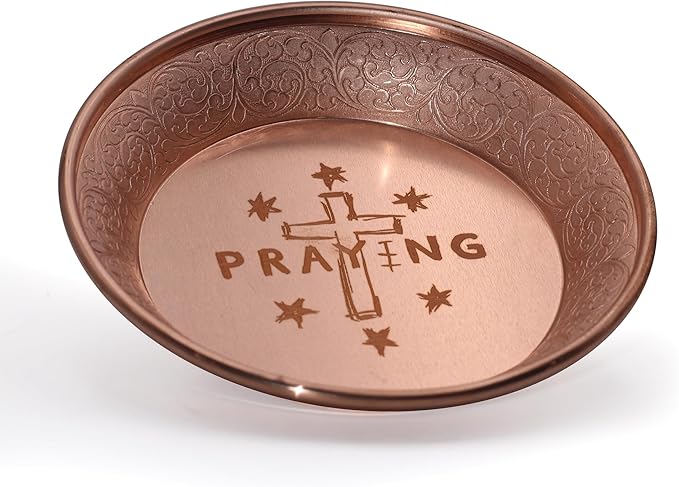Copper Offering Prayer Ritual Bowl Plate - Great for use Meditation,Smudging, Incense,Candle Dish, Ash Catcher,Jewelry Dish,Witches(Praying)