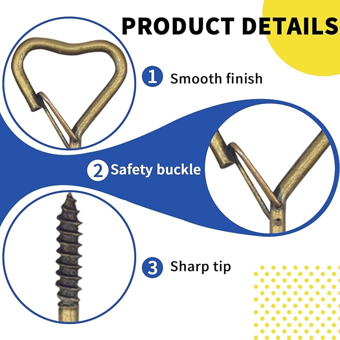Hooks for Hanging - Ceiling Hooks for Outdoor Decor, Metal Key Hook, Decorative Plant Hanging, Clothes Hook, Heart-Shaped Screw Hooks Easy Installation (Bronze, 10Pcs)