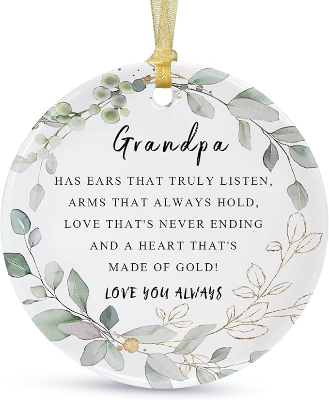 SIABERTERL 2025 Best Grandpa Christmas Ornaments for Grandchildren, Grandpa Birthday Gifts with Gift Boxes