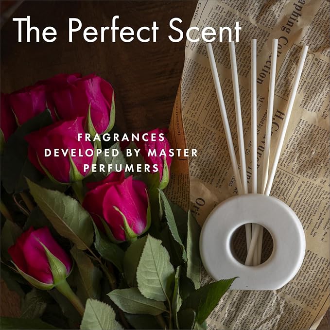 ScentAir Infused Liquidless Reeds | Includes 25 Flameless Reeds and 1 Decorative Vase, White | Essential Oil Aroma Diffuser Sticks | Fresh Spa Scents | Amazon Exclusive | Gingerbread Man