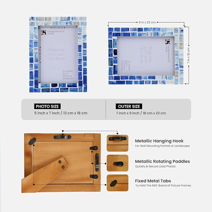 Picture Frames Indigo Pattern Bone Inlay Collection in 26 Sizes