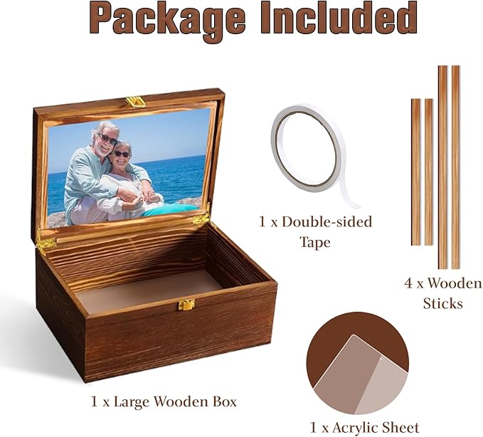 Wooden Keepake Box, Large Tree of Life Storage Memory Box with Hinged Lid for Storing Photo, Jewelry, Gifts, Decorative Memory Treasure Box