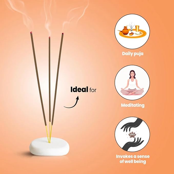 Hashcart Natural Incense Gift Set of 3 Includes 200+ Sticks Premium Fragrances Each of Vakratund, Kasturi, Sandal, 110g Each with 1 Assorted Incense Stick Holder, 45-50 Min Burn Time
