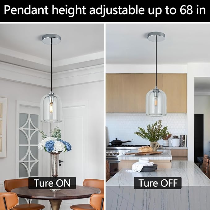 Modern Chrome Pendant Lights Kitchen Island Ceiling Chandelier Indoor Crystal Hanging Light Fixtures for Dining Room Kitchen Living Room Bedroom（3Pack）