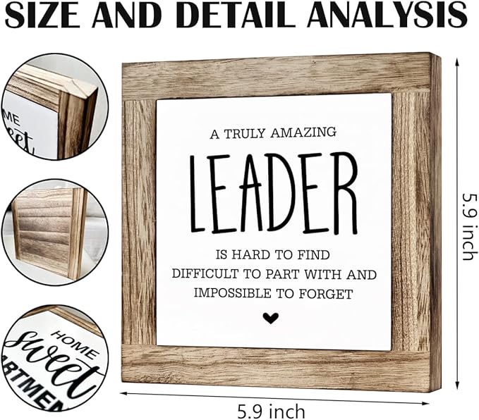 Thank You Leader Gift, Meaningful Wooden Box Sign for Office Decor, Decorative Wooden Table Sign, Retirement Gifts, Leaving Gift for Leaders, An Amazing Leader is Hard to Find Signs