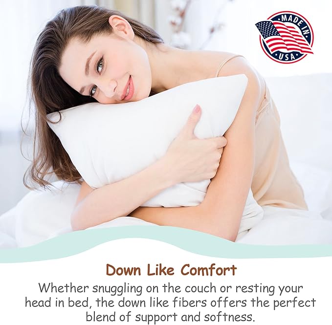 Pillowflex Synthetic Down Pillow Insert - 14x18 Down Alternative Pillow, Ultra Soft, Small Rectangle, Lumbar, Travel, Neck, Sleeping Pillow - 1 Decorative Pillow Form