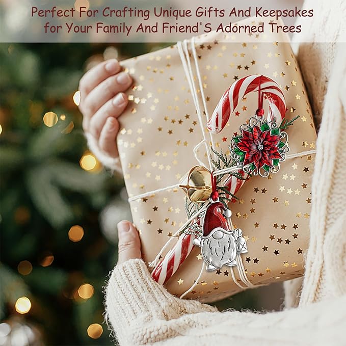 Christmas Ornaments, 2025 Solid Pewter Christma Tree Ornament Handcrafted Metal DIY Hanging Craft Collectibles for Xmas Trees Home Party Party Gifts (Christmas Flower)