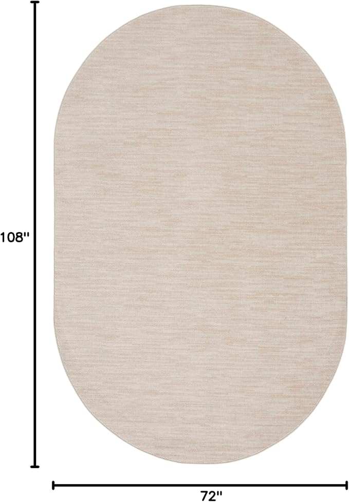 Nourison Home Essentials Indoor/Outdoor Ivory Beige 6' x 9' Oval Area Rug, Easy Cleaning, Non Shedding, Bed Room, Living Room, Dining Room, Backyard, Deck, Patio (6x9 Oval)