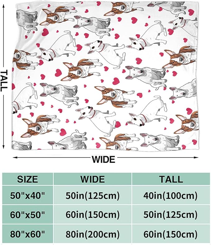 Tijuboni Bull Terrier Throw Blanket Dog Gifts for Girls Boys Women Men Kids Adults Soft Flannel Fleece Blanket for Couch Sofa Bed Home Decor 40"x50"