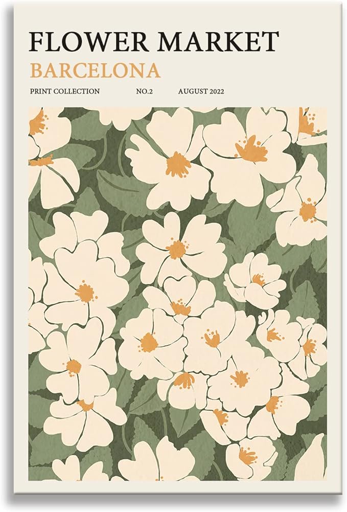 Zzuyi Flower Market poster Decor Green And White Fresh Art poster Canvas poster for Living Room, Bed Room, Office Home Decoration Gift- 20X30 In Unframed