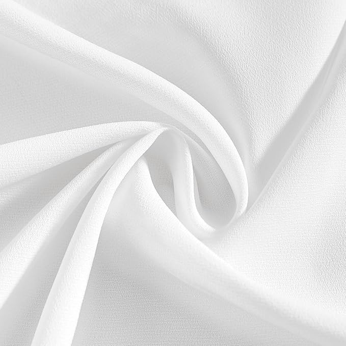 HOMEIDEAS Non-See-Through White Privacy Sheer Kitchen Curtains 24 Inches Long 2 Panels Set Light Filtering Short Tier Curtains for Living Room Bedroom Cafe Window Drapes, W30xL24