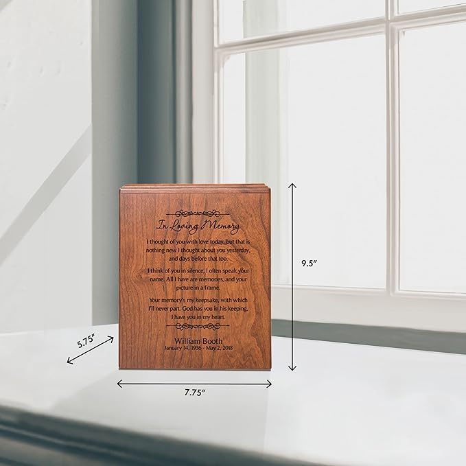 LifeSong Milestones Personalized Cremation Urns for Adult Ashes - Cherry Wood Boxes - In Loving Memory