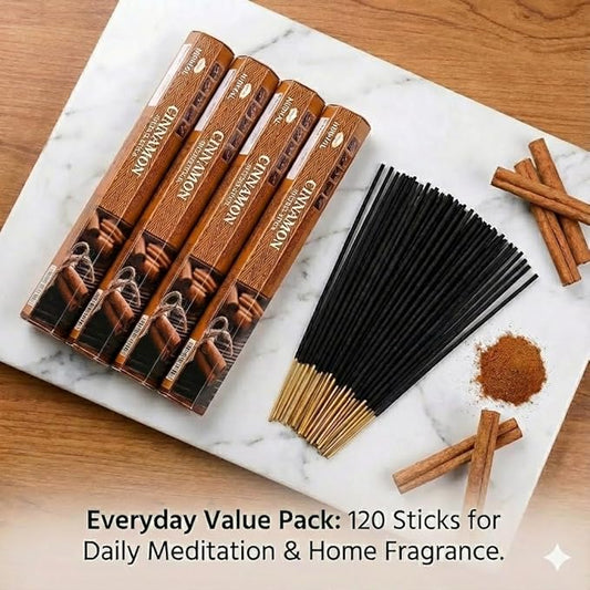 Shubhkart Hexa Cinnamon Incense Sticks, Pack of 6 (120 Sticks). Warm, Spicy & Energizing Aroma. Ideal for Meditation, Focus, Yoga & Creating a Cozy Home Ambiance