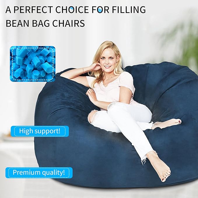 30lbs Bean Bag Filler, Pillow Filler Stuffing, Bean Bag Filling, Shredded Memory Foam Filling, Punching Bag Filler, Foam Refill for Pouf/Ottoman Stuffing/Boxing Bag,Added Gel Particles