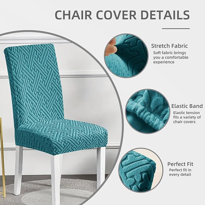 Chair Covers, Dining Room Chair Covers, Anti-cat Scratch, Washable, Regular Size, Chair Covers 4 Pack, for Kitchen, Hotel, Meeting