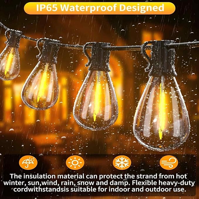 smareal LED Outdoor String Lights 120FT with 30+2 Shatterproof Bulb Design,Waterproof Commercial,Patio Lights for Garden,Porch,Deck Decor,Backyard,Balcony